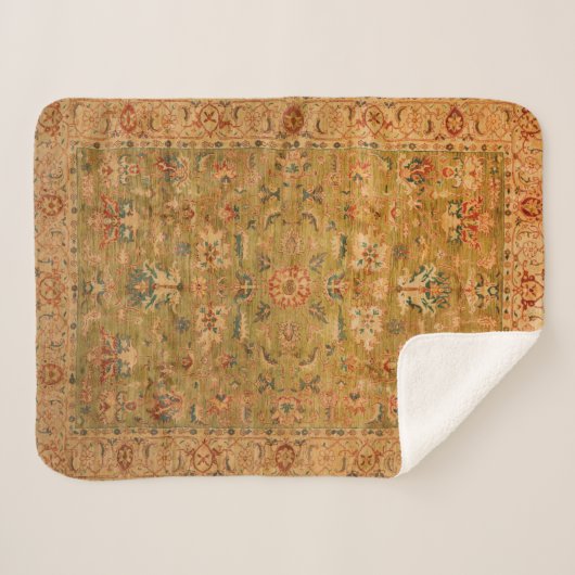 Perzisch Geel Blauw  Sherpa Deken (Voorkant (horizontaal))