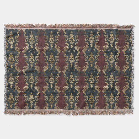 Perzisch Goud Damask Noir Patroon (1) Deken (Voorkant)