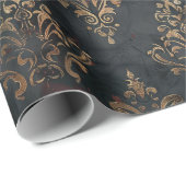 Perzisch Goud Damask Noir Patroon (2) Cadeaupapier (Rol Hoek)