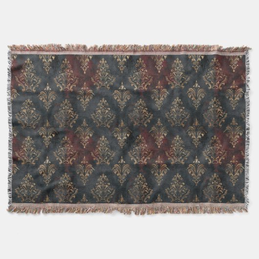 Perzisch Goud Damask Noir Patroon (2) Deken (Voorkant)