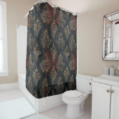 Perzisch Goud Damask Noir Patroon (2) Douchegordijn (In situ)