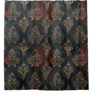 Perzisch Goud Damask Noir Patroon (2) Douchegordijn