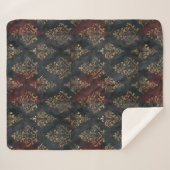 Perzisch Goud Damask Noir Patroon (2) Sherpa Deken (Voorkant (horizontaal))