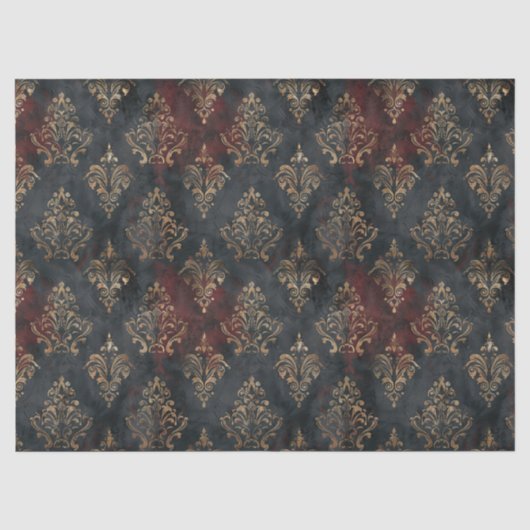 Perzisch Goud Damask Noir Patroon (2) Tissuepapier (Voorkant)