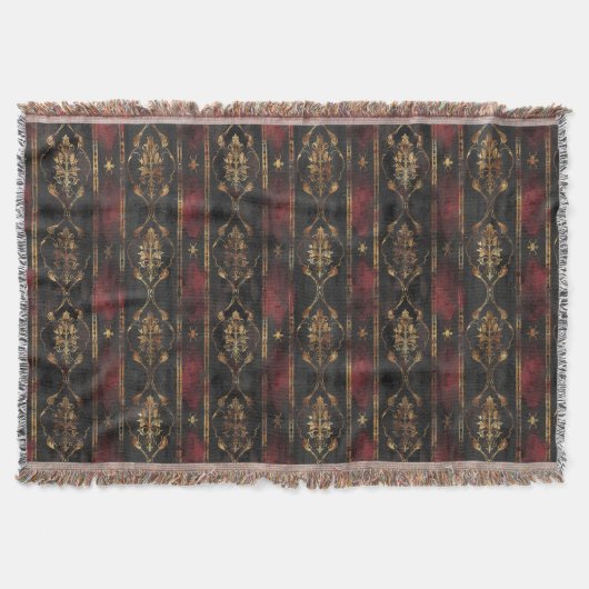 Perzisch Goud Damask Noir Patroon (3) Deken (Voorkant)
