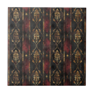 Perzisch Goud Damask Noir Patroon (3) Tegeltje