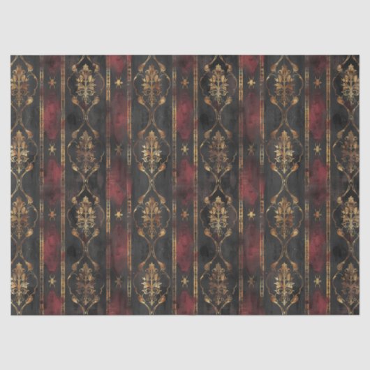 Perzisch Goud Damask Noir Patroon (3) Tissuepapier (Voorkant)