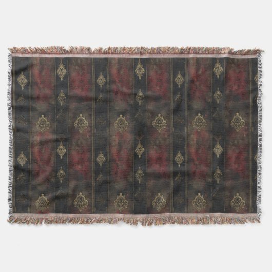 Perzisch Goud Damask Noir Patroon (4) Deken (Voorkant)