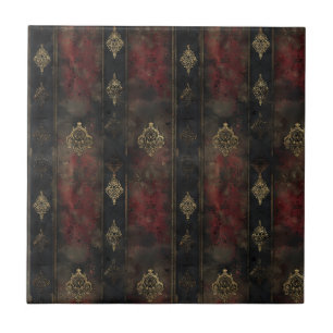 Perzisch Goud Damask Noir Patroon (4) Tegeltje