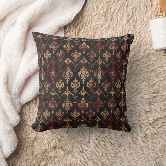 Perzisch Goud Damask Noir Patroon (5) Kussen (Deken)
