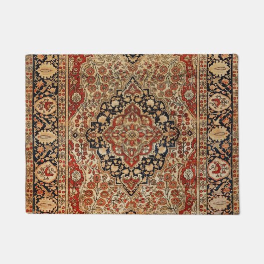 Perzisch Kashan Burnt Oranje Geel Deurmat (Voorkant)