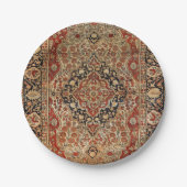 Perzisch Kashan Burnt Oranje Geel  Papieren Bordje (Voorkant)