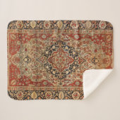 Perzisch Kashan Burnt Oranje Geel  Sherpa Deken (Voorkant (horizontaal))