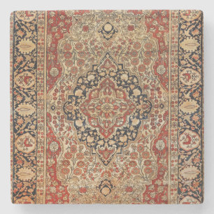 Perzisch Kashan Burnt Oranje Geel  Stenen Onderzetter