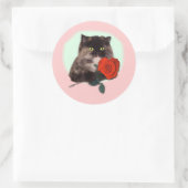 Perzisch Kat met Roos Geschenken en Kleding Ronde Sticker (Tas)