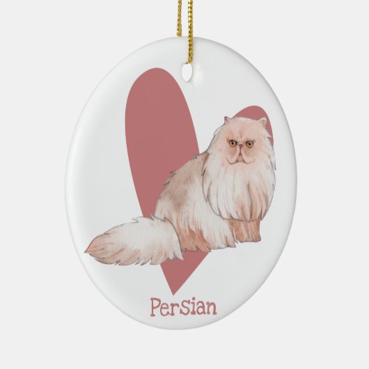 Perzisch Kat Waterverf Roze hart Keramisch Ornament (Rechts)