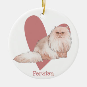 Perzisch Kat Waterverf  Roze hart Keramisch Ornament