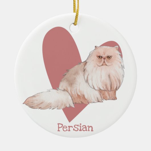 Perzisch Kat Waterverf  Roze hart Keramisch Ornament (Voorkant)