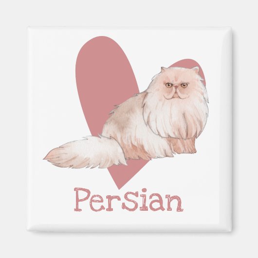 Perzisch Kat Waterverf  Roze hart Magneet (Voorkant)