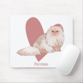 Perzisch Kat Waterverf  Roze hart Muismat (Met muis)