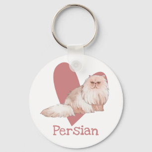 Perzisch Kat Waterverf Roze hart Sleutelhanger