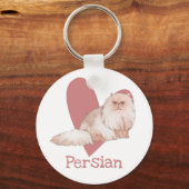 Perzisch Kat Waterverf Roze hart Sleutelhanger (Voorkant)