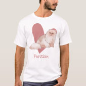 Perzisch Kat Waterverf  Roze hart T-shirt (Voorkant)