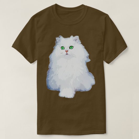 Perzisch Kat White Kitten met groene ogen Chinchil T-shirt (Design voorkant)