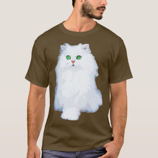 Perzisch Kat White Kitten met groene ogen Chinchil T-shirt