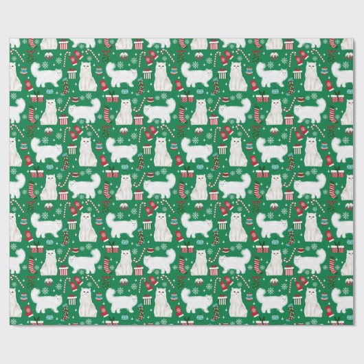 Perzisch kerstkerstpatroon groen cadeaupapier (Vlak)