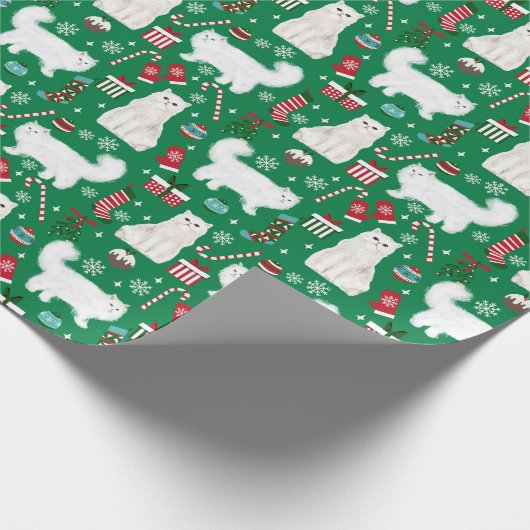 Perzisch kerstkerstpatroon groen cadeaupapier (Hoek)