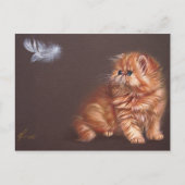 Perzisch kitten en veer briefkaart (Voorkant)