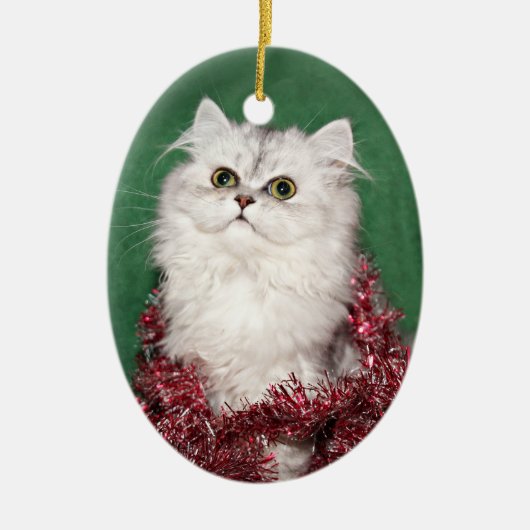 Perzisch kitten kerstmis keramisch ornament (Voorkant)