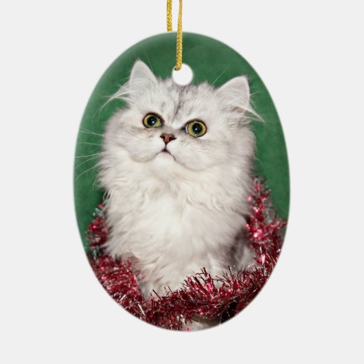 Perzisch kitten kerstmis keramisch ornament (Achterkant)