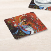 Perzisch meisje dat wijn van jug schildert kartonnen onderzetters (Schuin)