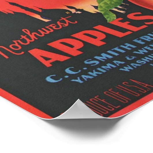 Perzisch merk Northwest Apples Fruit Label Poster (Hoek)