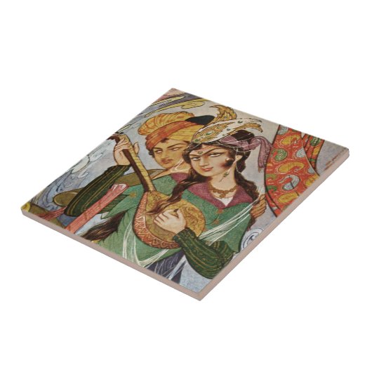 Perzisch Nymph met setar Tegeltje (Zijkant)