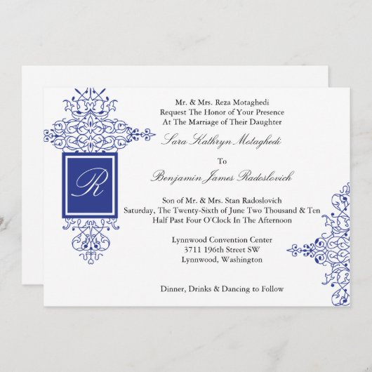 Perzisch onderzoek naar het formele monogram met s kaart (Voorkant / Achterkant)