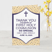 Perzisch Patroon, Eerste Heilige Communie Dank u Kaart (Gele Bloem)