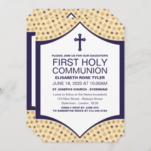 Perzisch Patroon, Eerste Heilige Communie Kaart (Voorkant / Achterkant)