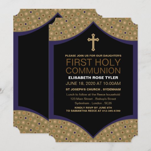 Perzisch Patroon, Eerste Heilige Communie Kaart (Voorkant / Achterkant)