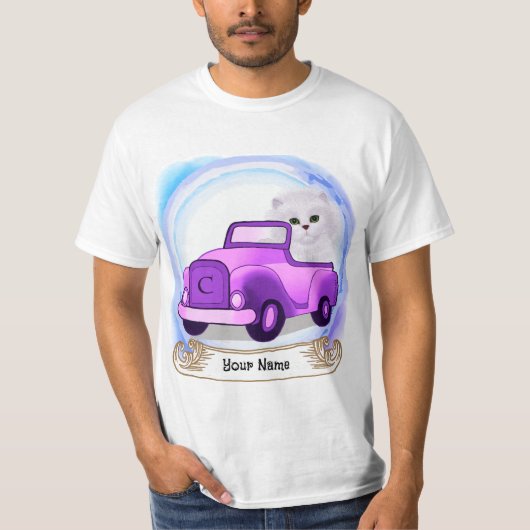 Perzisch rijdende kattenauto t-shirt (Voorkant)