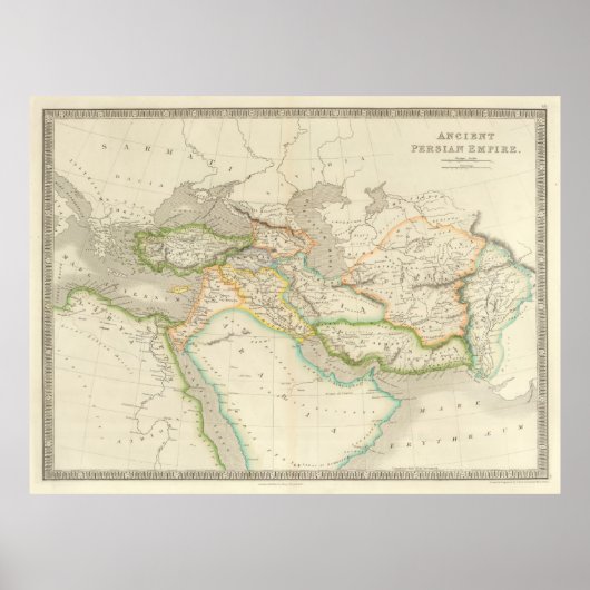 Perzisch Rijk Kaart (1844) Ancient Babylon Poster (Voorkant)