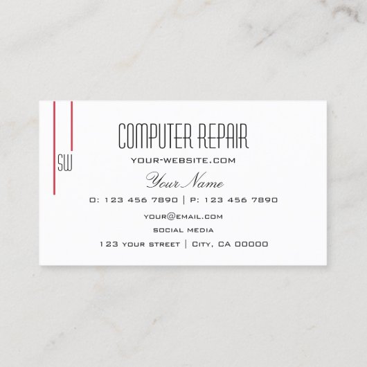 Perzisch Rood en Wit met Monogram Professional Visitekaartje (Achterkant)