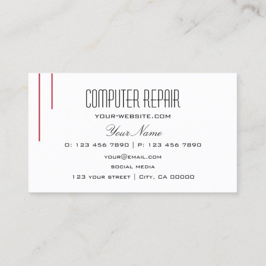 Perzisch Rood Wit Stijlvol Eenvoudig en Profession Visitekaartje (Achterkant)