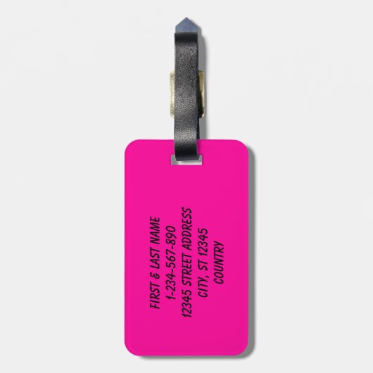 Perzisch Roos effen diep roze Bagagelabel (Achterkant verticaal)