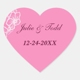 Perzisch roze hedendaagse Floral bruiloft Hart Sticker