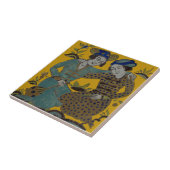 Perzisch Saffron Yellow Two Friends Antiek Repro Tegeltje (Zijkant)