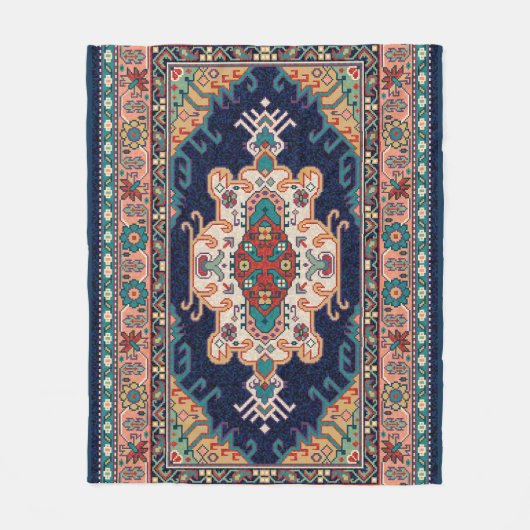 Perzisch Tabriz Zwart Marokkaans geometrisch patro Fleece Deken (Voorkant)