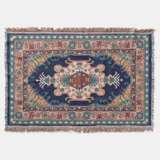 Perzisch Tabriz Zwart Radiaal geometrisch patroon Deken (Voorkant)